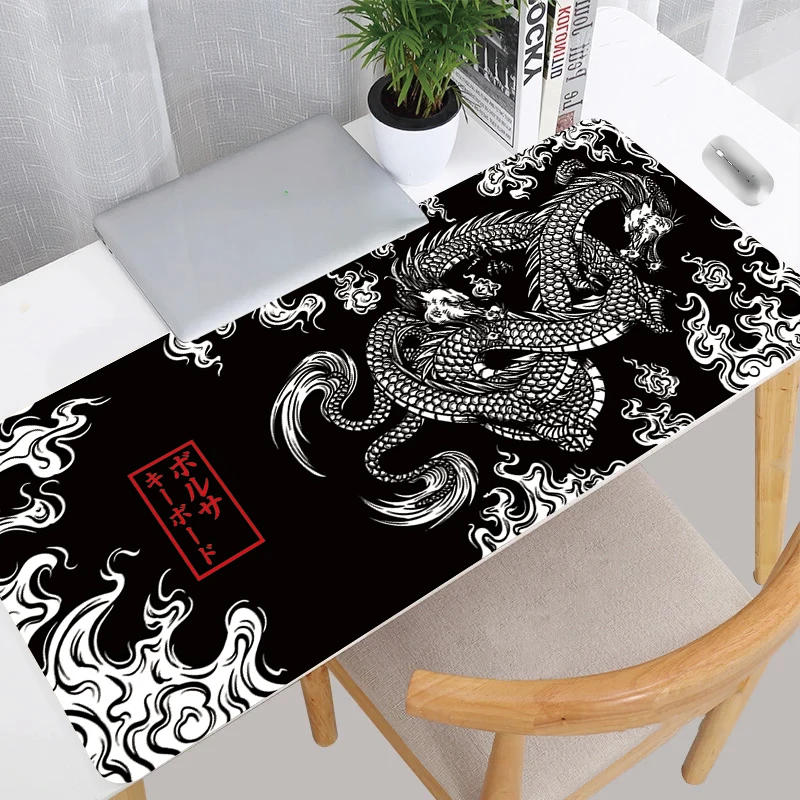 Size: 60x30 cm, Color: BROWN - Japanese Art Dragon Mouse Pad Gaming XL Home New HD Mousepad XXL Keyboard Pad Non-Slip Office Carpet Laptop Mice Pad Mouse Mat