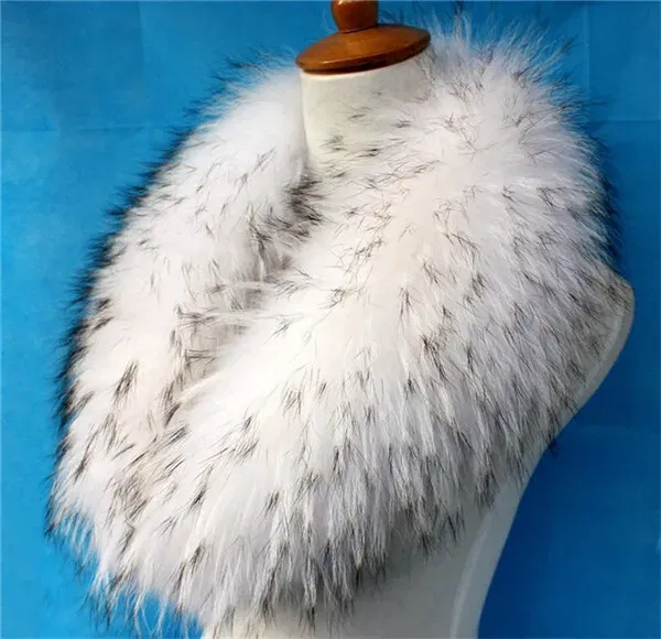 Color: Dark Grey, Size: L - Real Raccoon Fur Scarves Woman 100% Pure Natural Raccoon Fur Collar Warm Winter Scarves Red Fox Fur Collar L#1