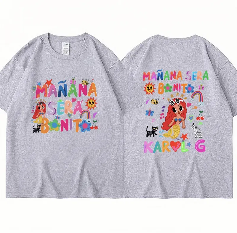 Color: Army Green, Size: L - Limted Karol G Manana Sera Bonito T Shirts Fashion Harajuku Hip Hop T-Shirt Unisex Casual Breathable Cotton Oversized Tee Shirt