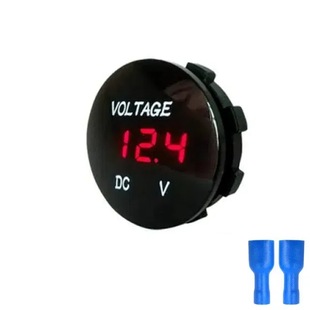 Color: Silver - DC 5V-48V LED Mini Round Waterproof Motorboat Motorcycle Panel Digital Voltmeter Tester Monitor Display Voltmeter