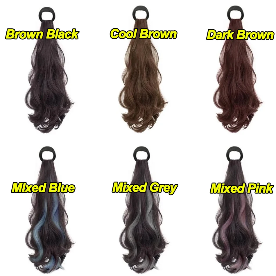Color: 1B/30HL, Stretched Length: 20inches - Synthetic Ponytails Hair Extension With Rubber Band Long Curly Wavy Layered Ponytail For Women Daily Use Heat Resistant Hair Wig