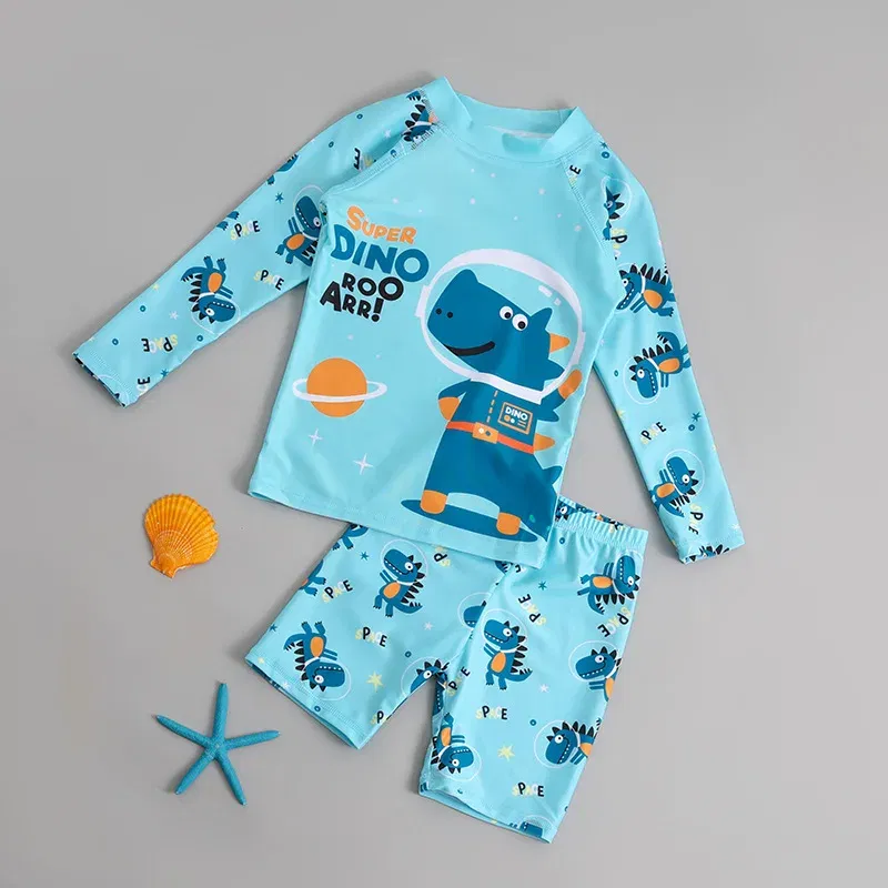 Color: Gold, Kid Size: 18M - Children Swimsuit Kids Boys Girls Swimwear Children Surfing Wear Sunscreen Quick Dry Swimwear Car Cartoon Swimsuit Beach Wear