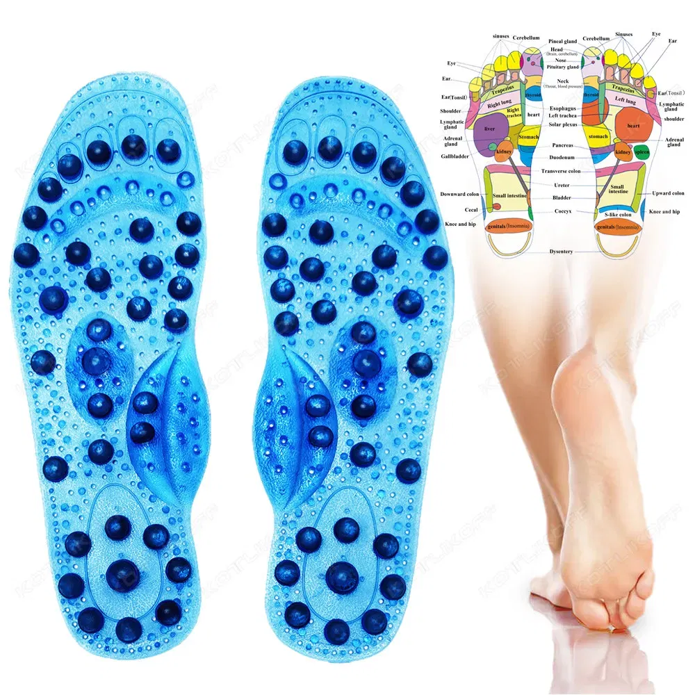 Color: GRAY, Shoe Size: 0.5 - Magnetic Therapy Massage Insoles For Shoes Foot Acupressure Enhanced Magnetic Insole Point Therapy Feet Body Detox Insert Pads