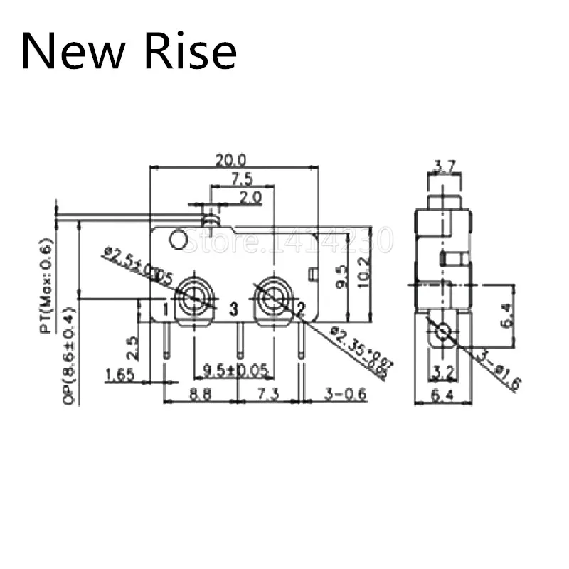 10Pcs Without Handle Limit Switch 3Pin NO/NC 5A 125V 250VAC Micro Switch / Mouse Switch