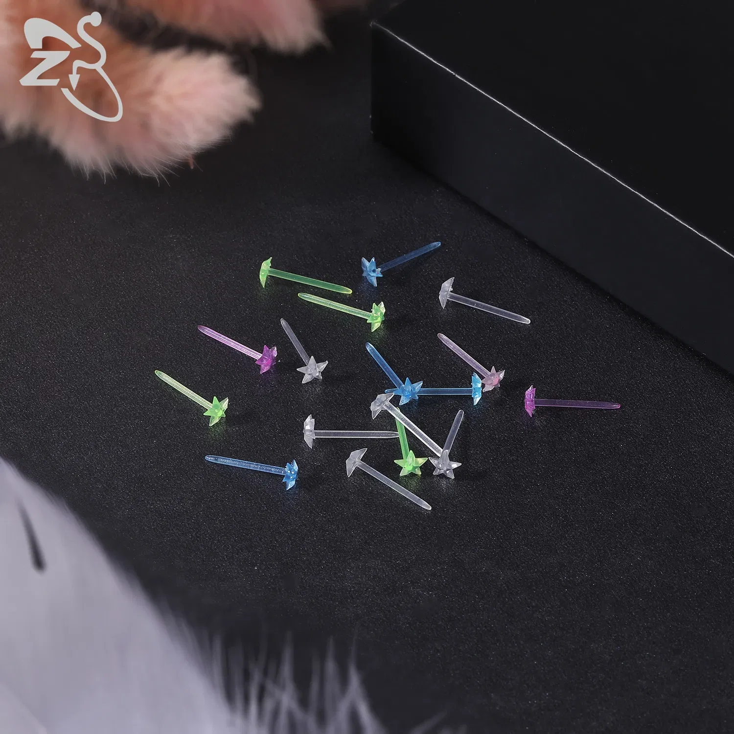 Metal Color: Antique Bronze Plated - ZS 10-50pcs/lot Colorful Acrylic Stud Earring Invisible Transparent Anti-allergy Ear Pin 20G Star Ball Curing Ear Hole Retainer