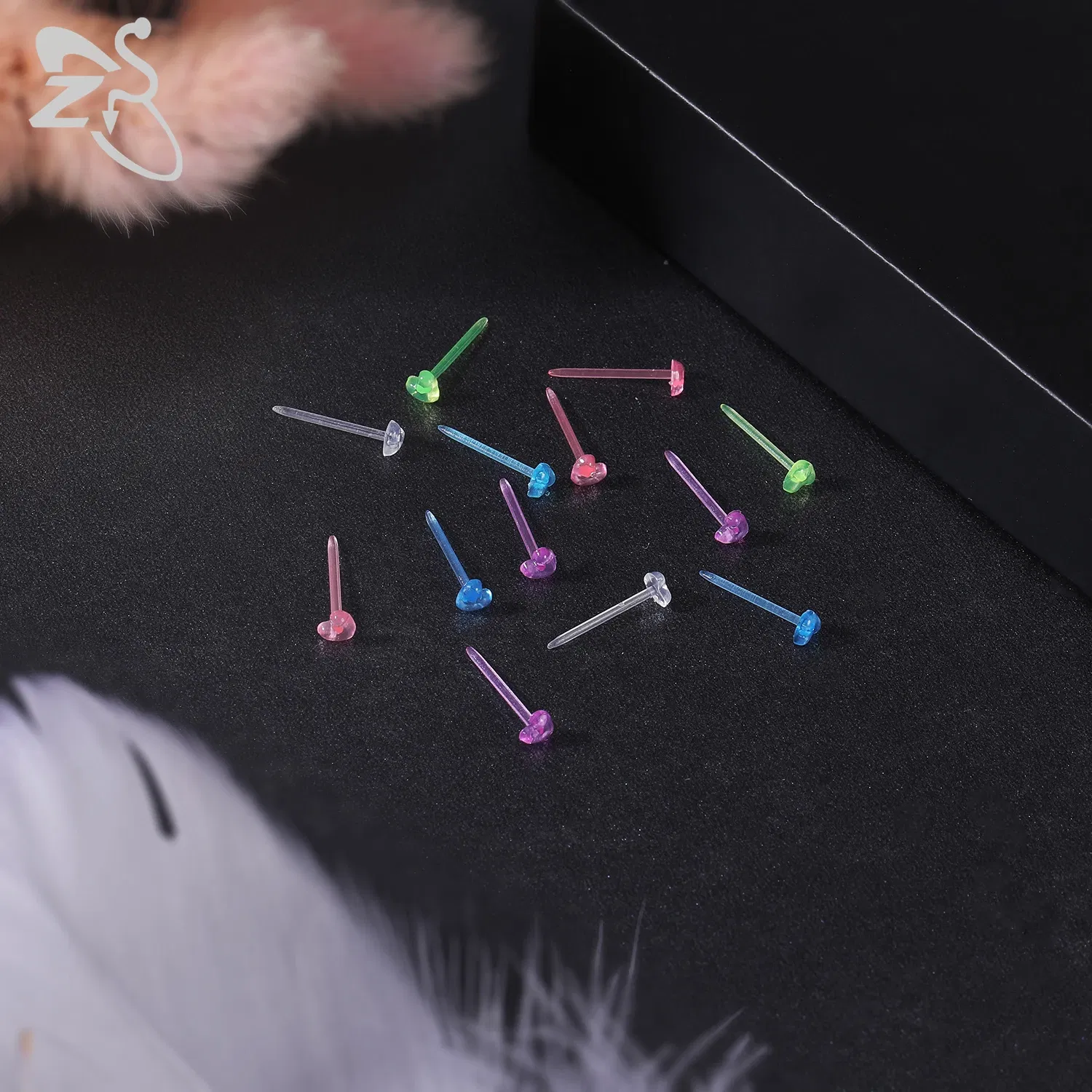 Metal Color: Antique Bronze Plated - ZS 10-50pcs/lot Colorful Acrylic Stud Earring Invisible Transparent Anti-allergy Ear Pin 20G Star Ball Curing Ear Hole Retainer