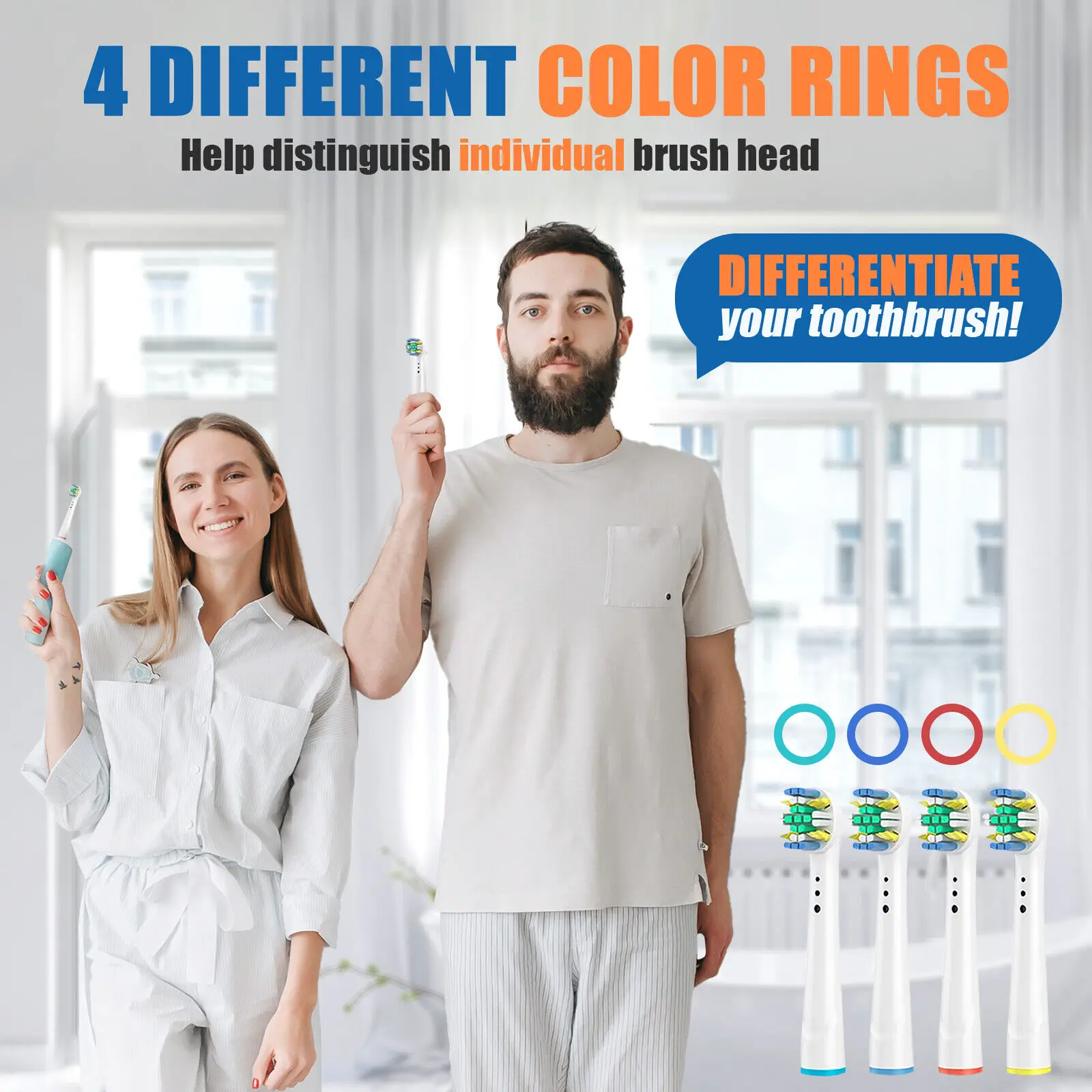 Color: GRAY - Toothbrush Replacement Heads Refill for Oral B Electric Toothbrush Pro1000 Pro 3000 Pro5000 Pro7000 Vitality Floss Action