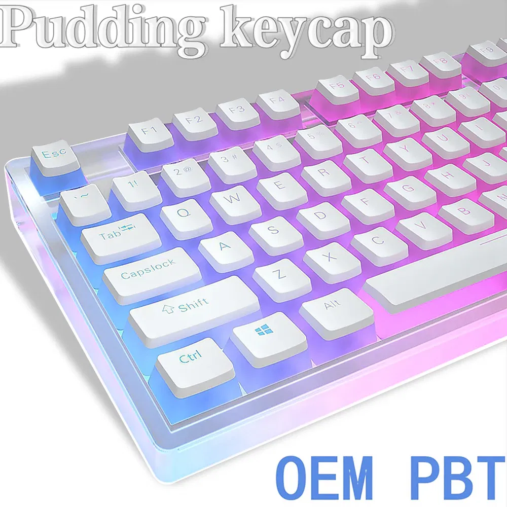 Color: BROWN - 129Keys Keyboard Keycap OEM Profile PBT Material Key Cap for Mx Hot Swap Mechanical Keyboard Switch Transparent Pudding Keycaps