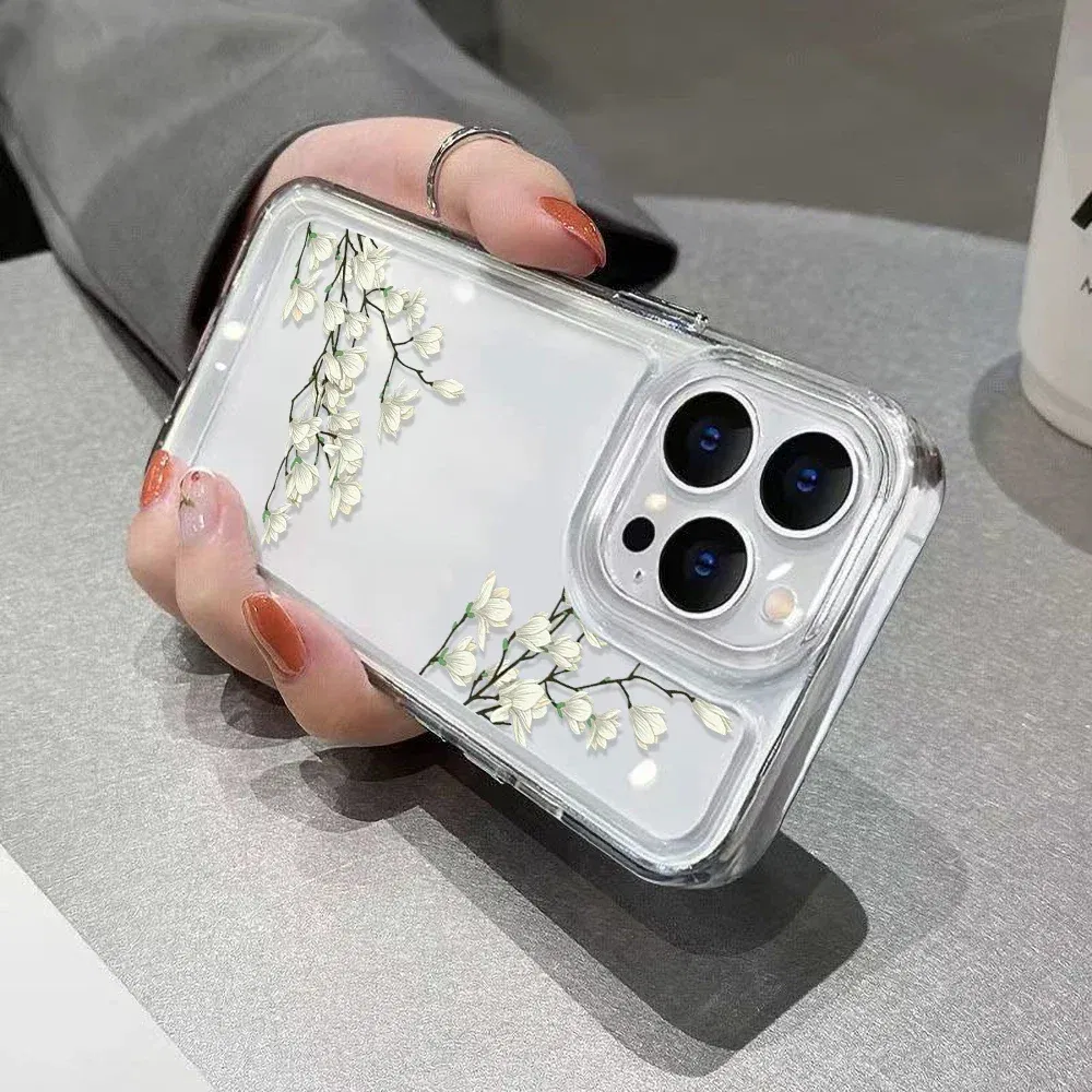 Material: nylon, Color: Red - High Transparency Case iPhone 15 14 13 12 11 XSM XR X 6 7 8 Plus Case Jasmine Clear Case iPhone Aesthetic Korean Phone Case