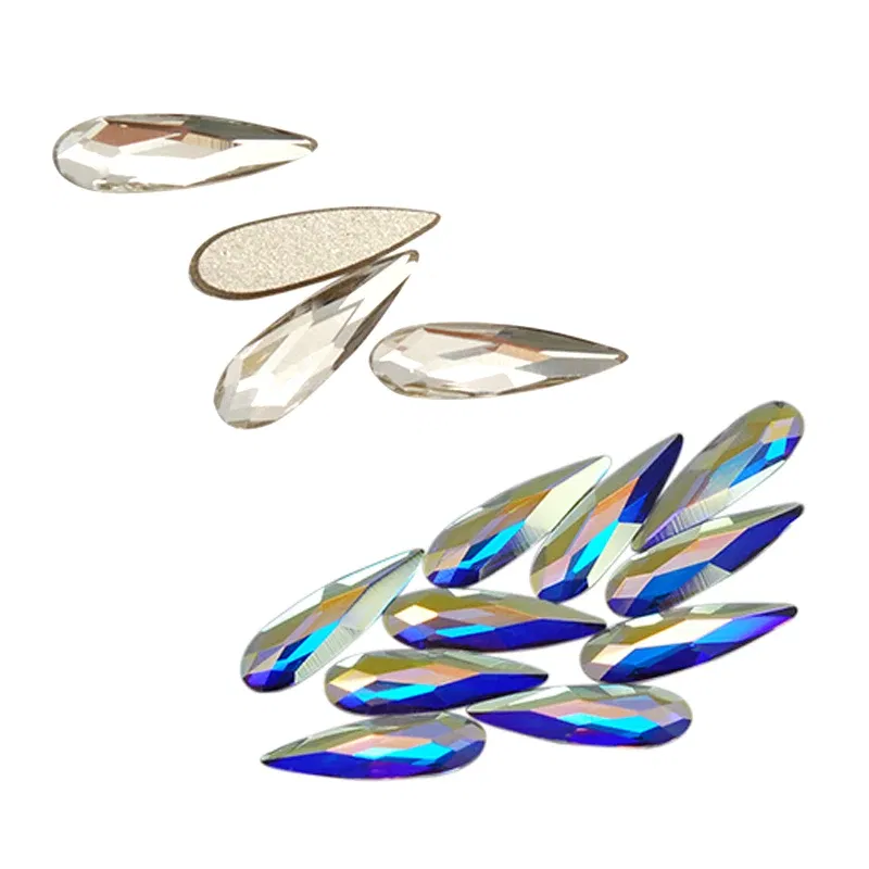 Color: Dark Navy - Top Quality Crystal Raindrop Shape 20pcs/Pack Non Hotfix Nail Art Rhinestone Super Bright Glass Strass 3D Nail Art Decoration
