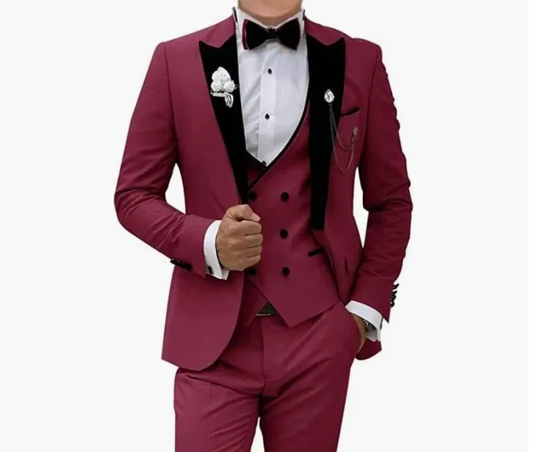 Color: ROYAL BLUE, Size: XXL - Pink Prom Suit for Men 3 Piece Jacket Vest Pants Set Peaked Lapel Blazer Outfit Costume Birthday Party