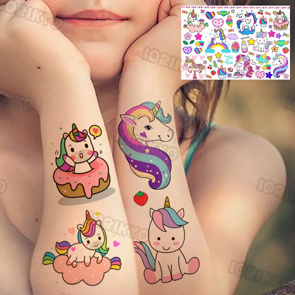 Color: transparent - Cute Small Bus Car Temporary Tattoos For Kids Boys Girls Baby Child Cute Dinosaur Tattoo Sticker Funny Fake Star Tatoo Face Hand
