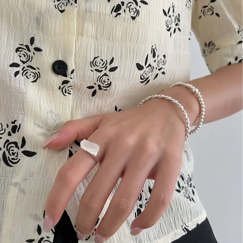 Sterling Silver White Chalcedony Modern Geometric Ring  Minimalist Statement Jewelry for Women