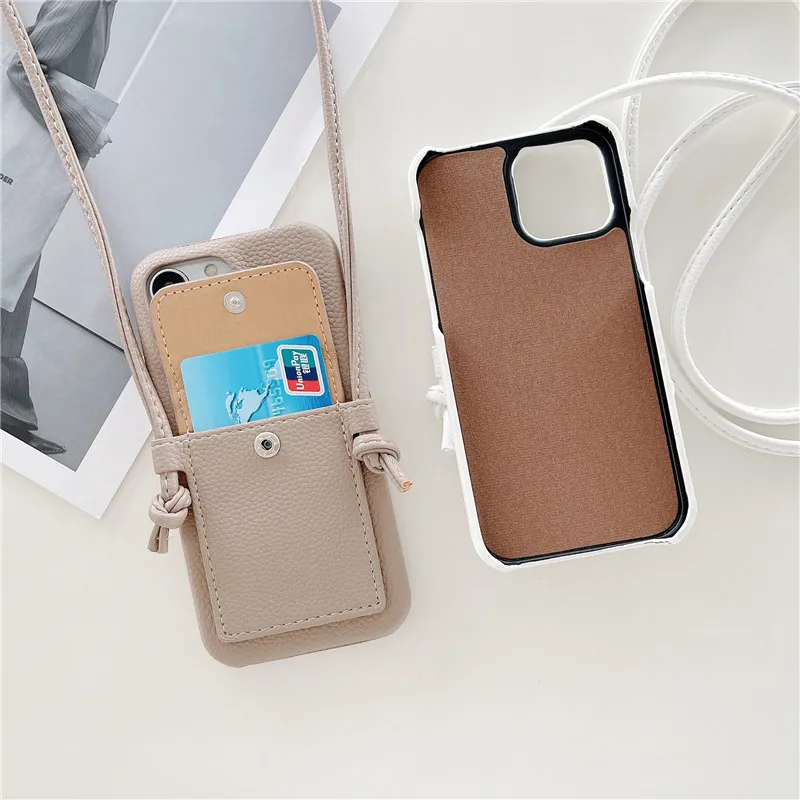 Color: Orange, Material: Denim - Personalized Gold Silver Letters Leather PU Card Holder Lanyard Hard Case For iPhone 14 13 12 11 15 Pro Max XS XR 16 Plus Cover