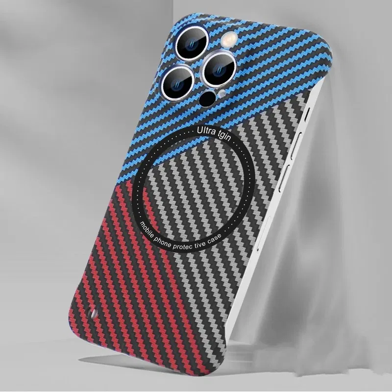 Color: Claret, Material: Cotton Fabric - Luxury Carbon Fiber for iPhone 11 14 Plus 12 13 Pro Max Magsafe Case Magnetic Wireless Hard Thin Slim Cover for iPhone 13 14 Max