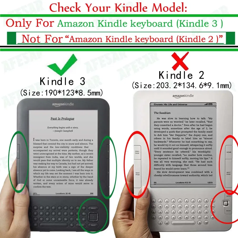 Color: black - Lightweight Stand Case For Kindle Keyboard 3rd Gen Leather Cover Reader Kindle3 Kindle D00901 Flip Folio Magnetic Closure