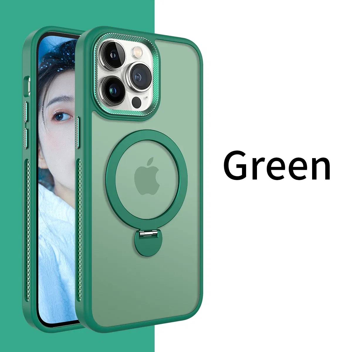 Color: Gold, Material: Genuine Leather - For iPhone 15 Pro Max 360?° Rotation Magnetic Holder Stand Matte Phone Case For iPhone 11 12 13 14 15 Plus Heat Dissipation Cover