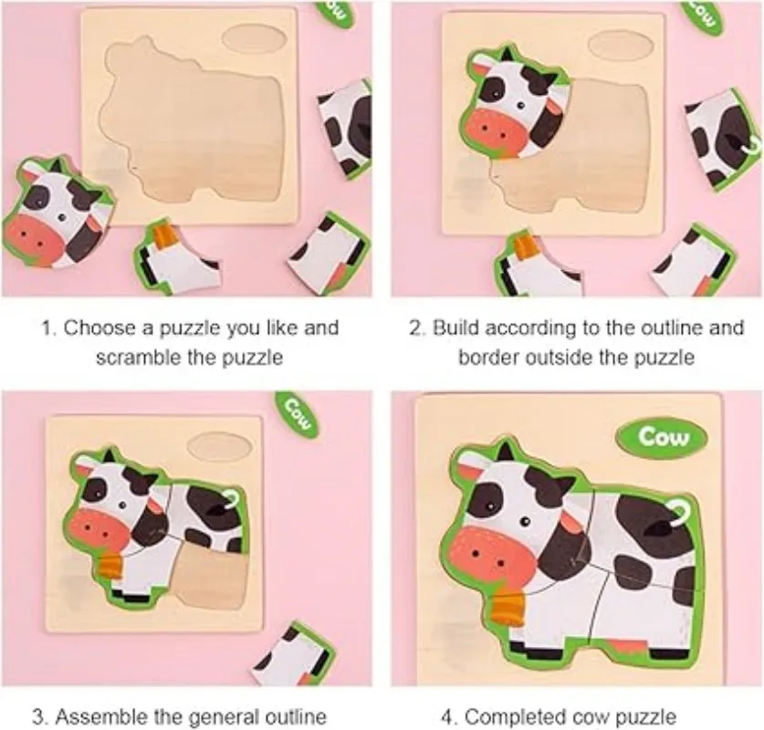 Color: Chocolate, Ships From: CHINA - Wooden Puzzle Jigsaw Toys For Children Wood 3d Cartoon Animal Puzzles Intelligence Kids Early Educational Toys for Children