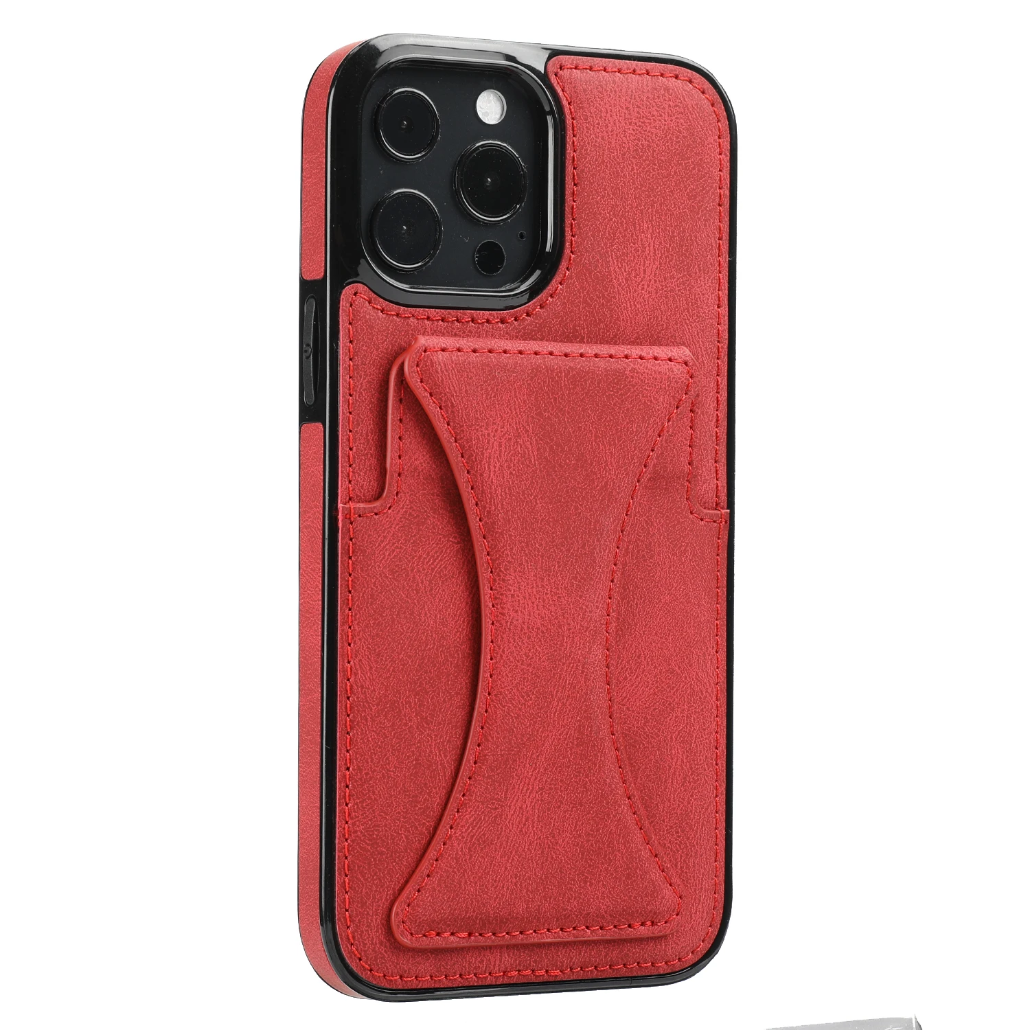 Color: Red, Material: aluminum - For iPhone 16 Pro Max Plus Case 2024 With Magnetic Leather Kickstand Card Slot Wallet Back Cover Protection Shockproof Coque
