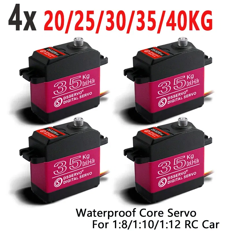 Color: Pink - 4X Waterproof Servo 20Kg 25Kg 30Kg 35Kg 40Kg High Speed servo Pro Metal Gear Digital Servo Baja Servo For 1/8 1/10 Scale RC Cars