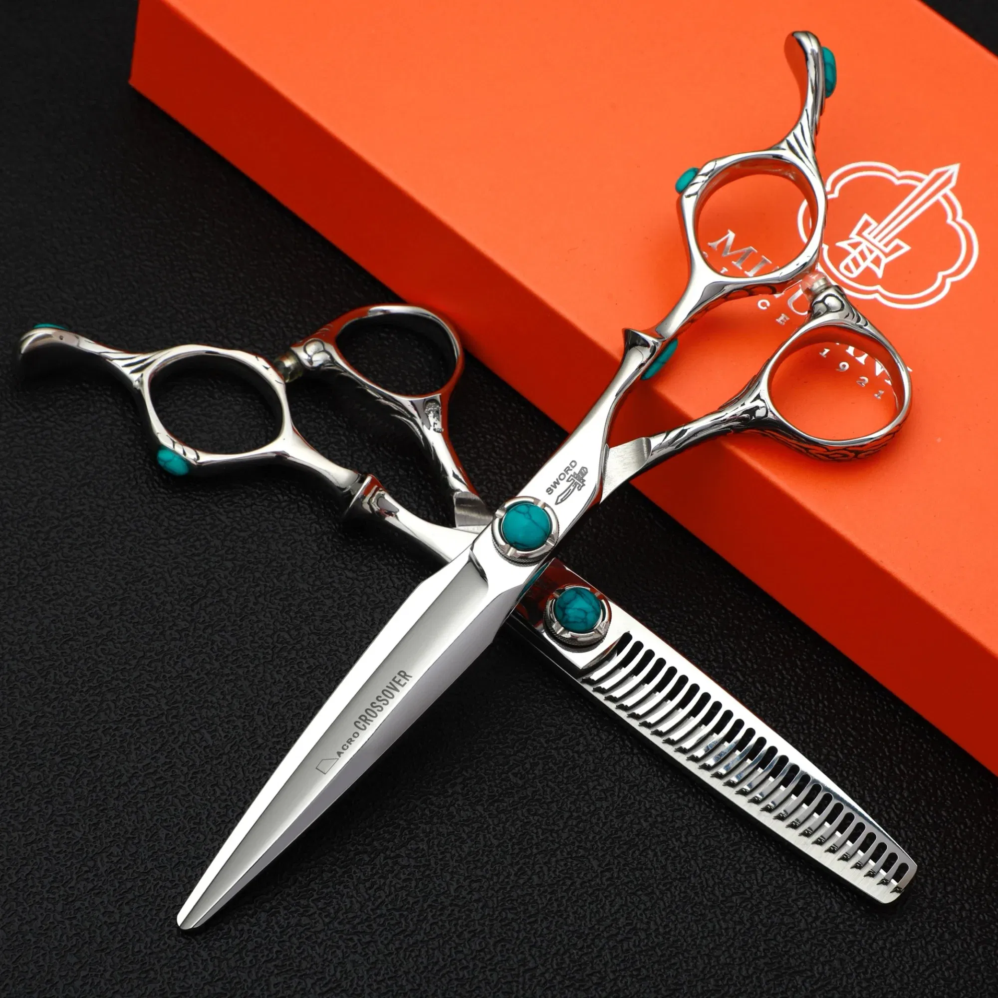 Color: multi - MIZUTANI professional hairdressing scissors thinning shears 6-6.5-7 inch barber scissors VG10 steel Hair cutting machine
