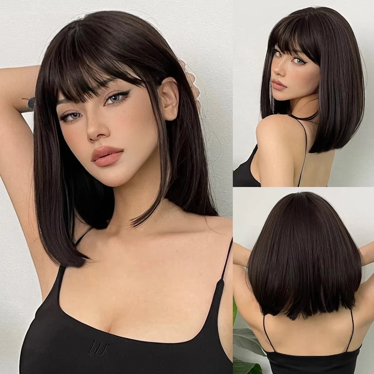 Color: P27/613, Stretched Length: 12inches - New light gold bob hairstyle synthetic wig for Halloween party cosplay wig for daily use high-temperature hair accessory