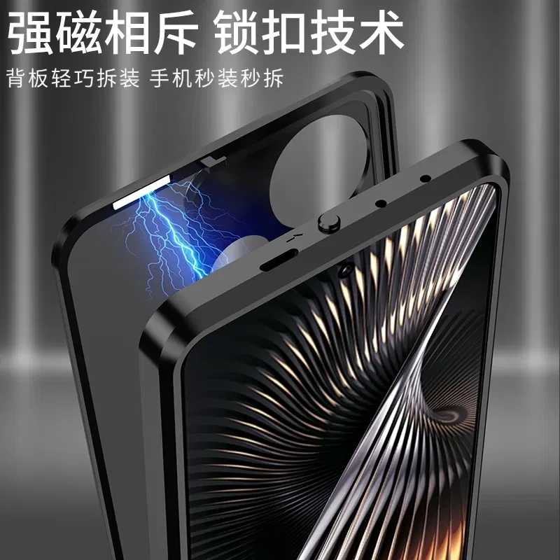 Color: Green, Material: Aluminum - Aluminium Alloy Metal Frame Case For Poco F6 Case Matte transparent Acrylic Back Cover For Xiaomi POCO F6 5G Redmi Turbo3 Bumper