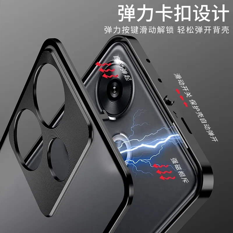 Color: Green, Material: Aluminum - Aluminium Alloy Metal Frame Case For Poco F6 Case Matte transparent Acrylic Back Cover For Xiaomi POCO F6 5G Redmi Turbo3 Bumper