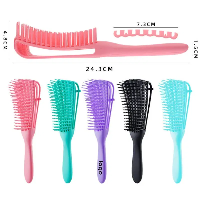 Color: Black - Fluffy Scalp Massage Comb Multi-function Octopus Comb Hairstyle Smooth Hair Ribs Suitable for Curly Hair Brush Hair Styling Tool