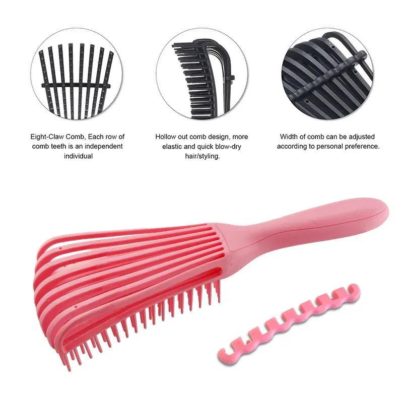 Color: Black - Fluffy Scalp Massage Comb Multi-function Octopus Comb Hairstyle Smooth Hair Ribs Suitable for Curly Hair Brush Hair Styling Tool