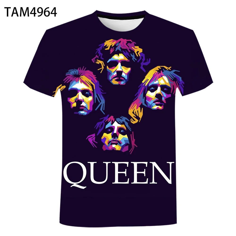 Color: Gold, Size: 4XL - New British Rock Band Queen 3D Printed Men Women T-shirt Casual Short Sleeve Oversized Tees Tops Fashion Punk O-Neck Clothing
