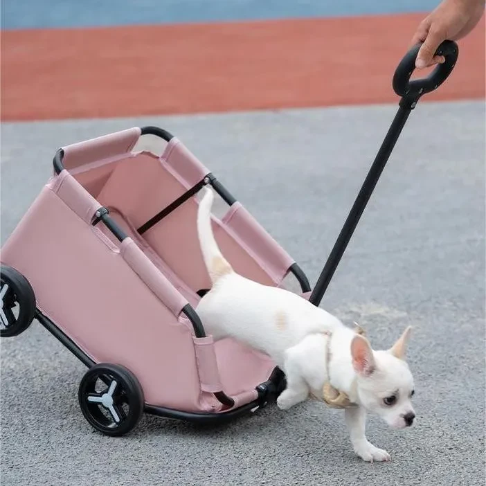 Pet Stroller Dog Cat Trolley Out Small Pet Cart Portable Foldable Storage Car