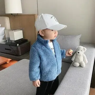 Color: Gold, Kid Size: 18M - Solid Color Fashion Children Plush Coat Autumn Winter Warm Baby Girl Boy Casual Jacket Greatcoat Kids Clothing Toddler Outerwear