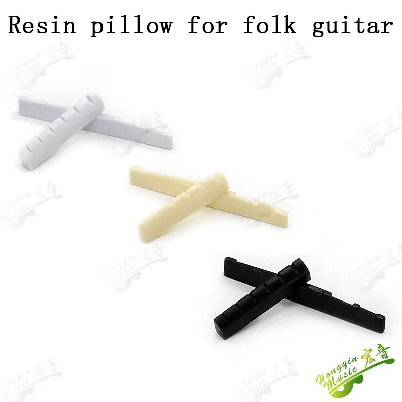 Color: Red - 1 SET Acoustic wood folk guitar string pillow resin upper and lower pillow bridge string pillow code string pad