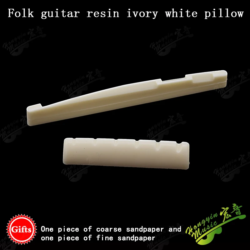 Color: Red - 1 SET Acoustic wood folk guitar string pillow resin upper and lower pillow bridge string pillow code string pad