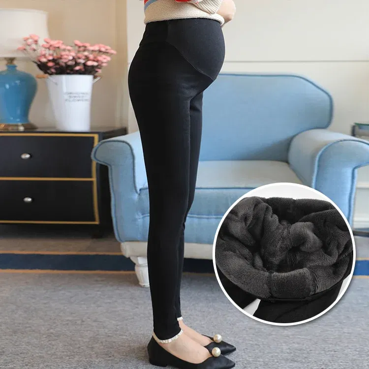 Color: black, Maternity Size: XL - Winter Pregnant Women Black Leggings for Maternity Warm Soft Velvet Pants Pregnancy Inner Wool Clothes Ropa Mujer Embarazada