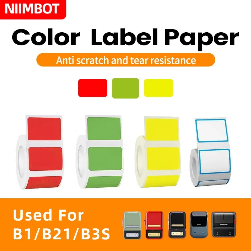 Color: green - NIIMBOT B21/B203/B3S label machine printing paper color label waterproof, oil resistant, tear resistant label
