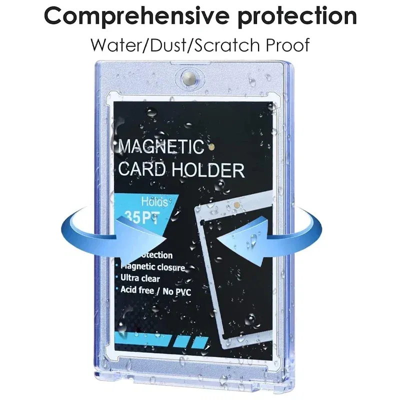 Color: Red - 10-1Pcs 35PT Hard Magnetic Card Holder for Kpop Idol Photo Cards Protective Sports Trading Card Toploaders Sleeves Display Case