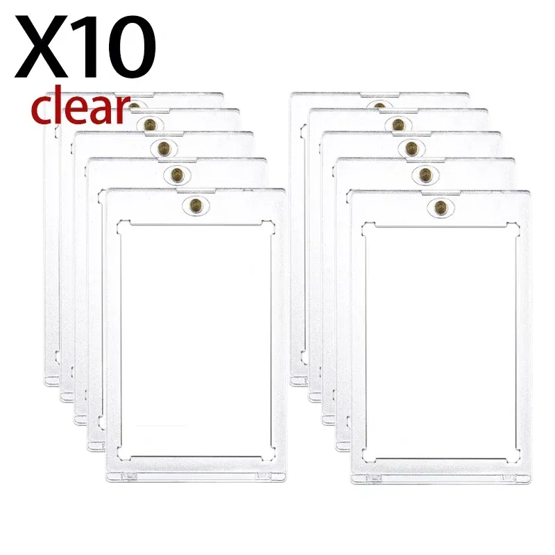 Color: Red - 10-1Pcs 35PT Hard Magnetic Card Holder for Kpop Idol Photo Cards Protective Sports Trading Card Toploaders Sleeves Display Case