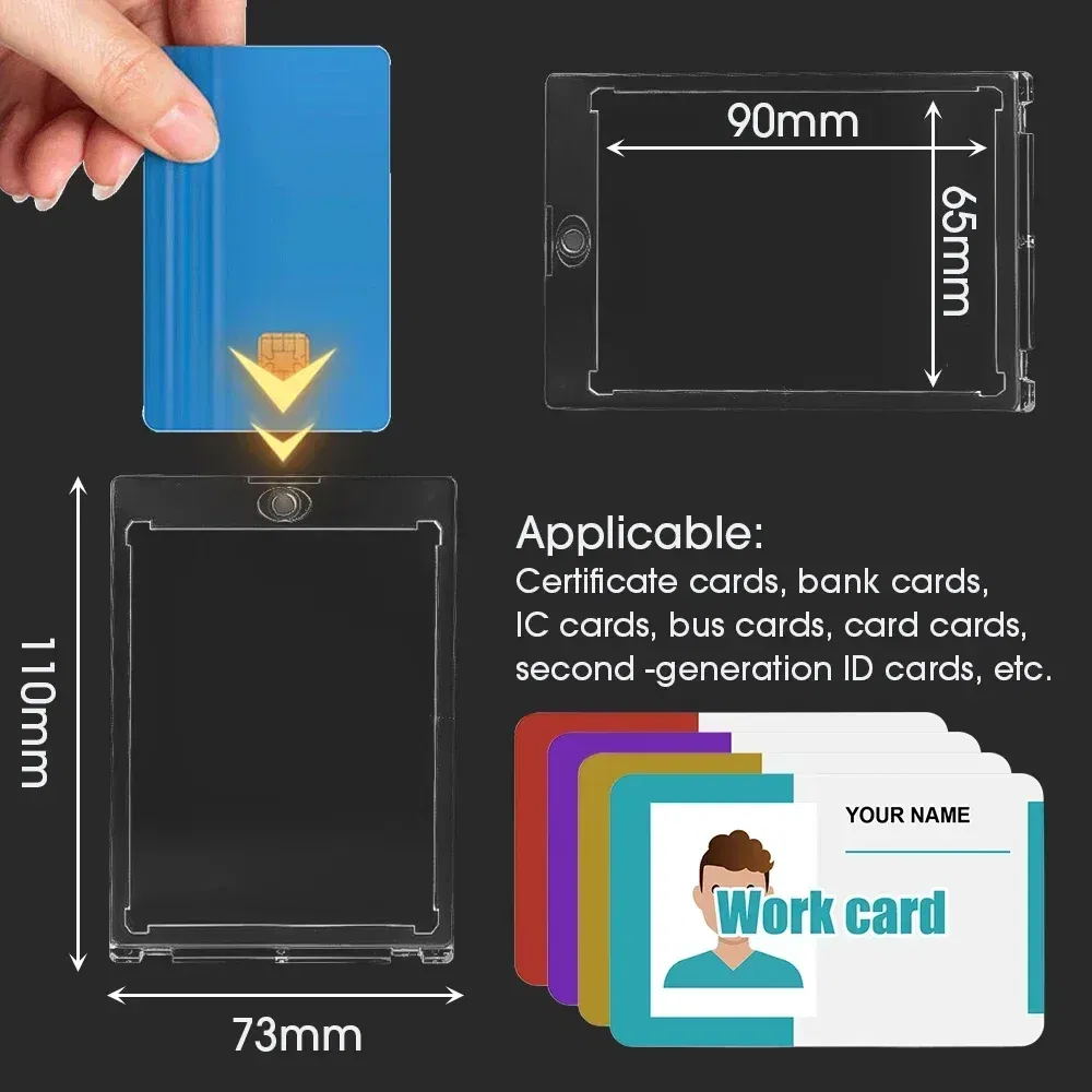 Color: Red - 10-1Pcs 35PT Hard Magnetic Card Holder for Kpop Idol Photo Cards Protective Sports Trading Card Toploaders Sleeves Display Case