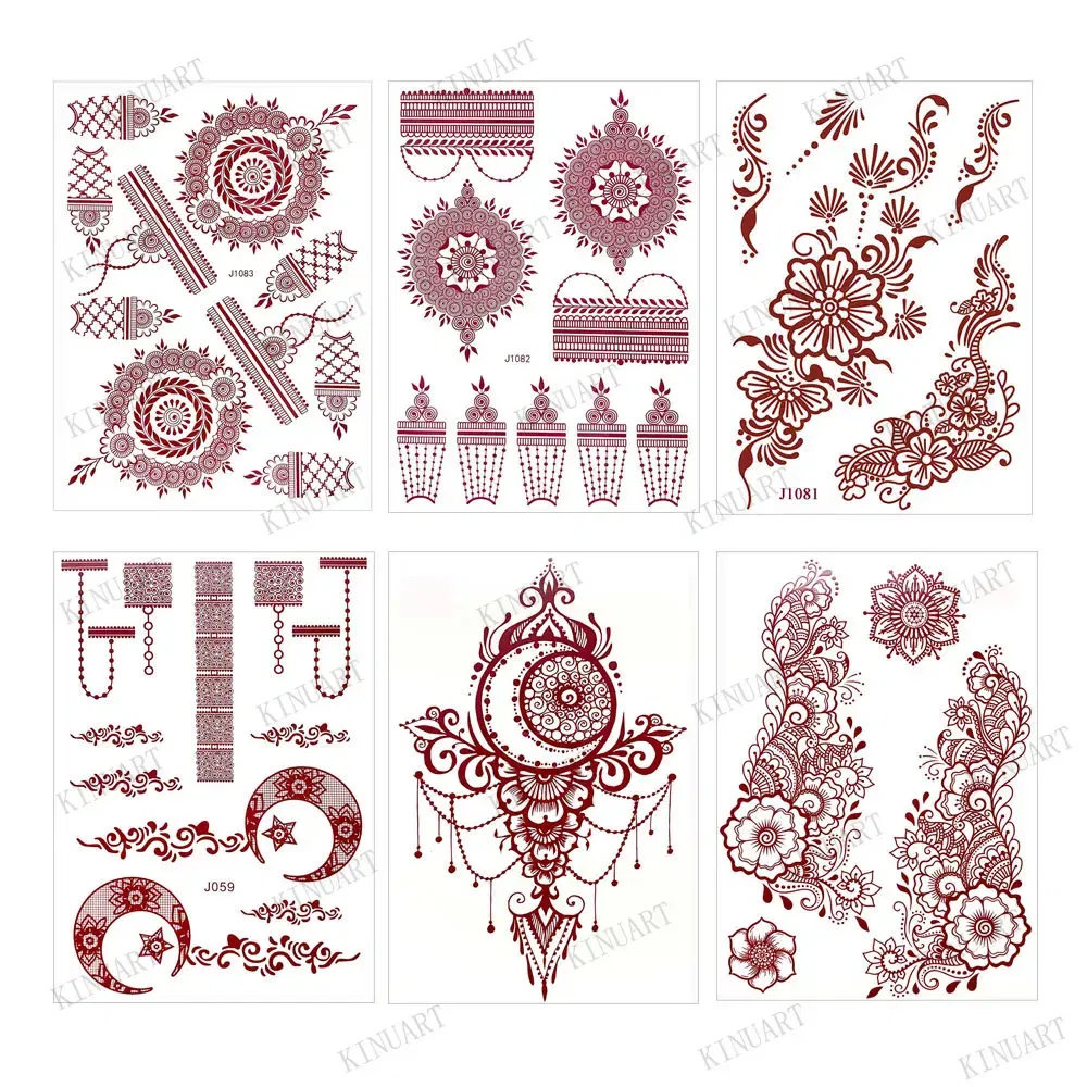 Color: PURPLE, Ships From: CHINA - Waterproof Temporary Tattoos for Women Henna Tattoo Stickers Mehndi Design Fake Tattoo for Hand Leg Sleeve Body Art Hena Tatoo