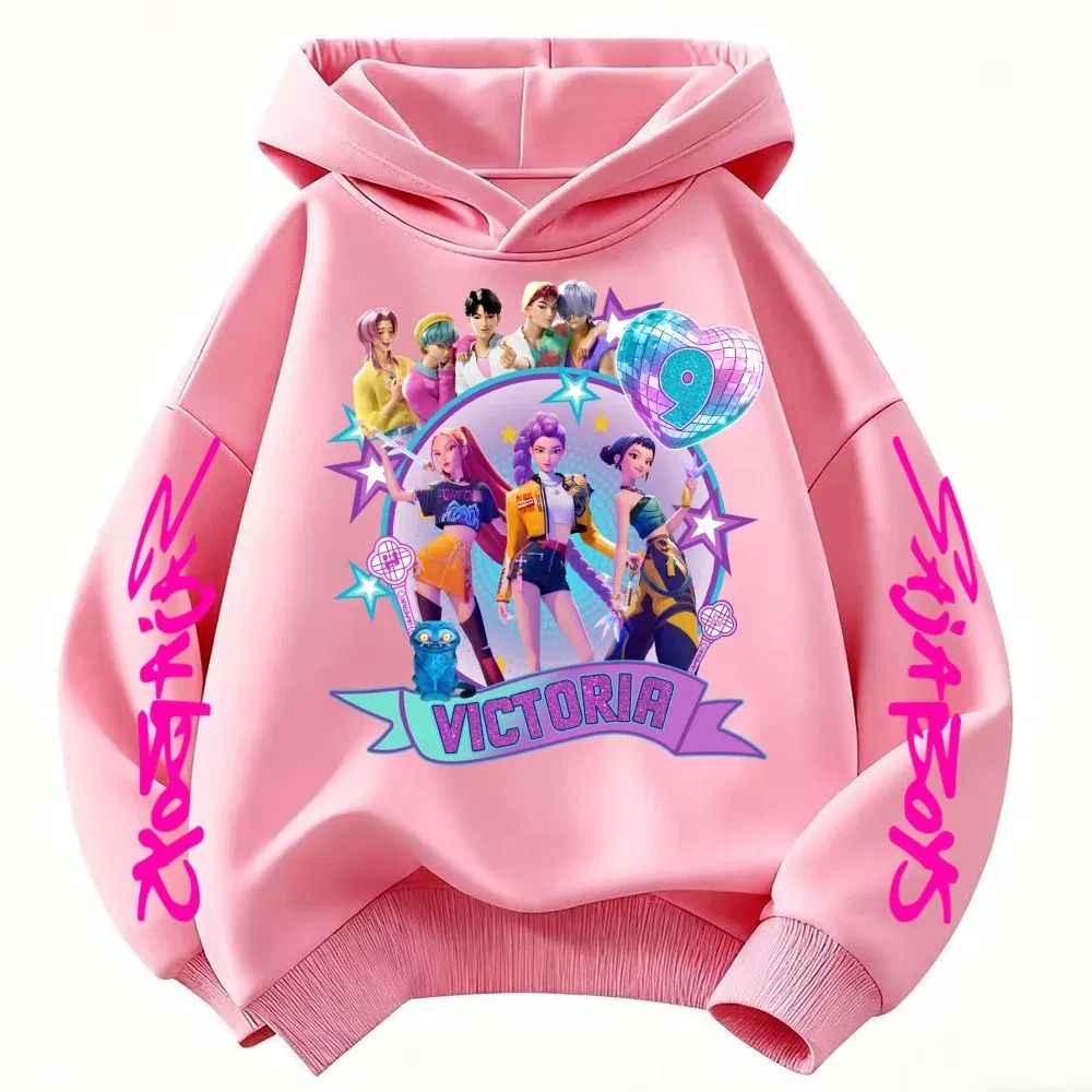 Color: Gold, Kid Size: 6 - Movie Kpop Demon Hunters Shining light ball Hoodie Men Women Cartoon Fashion Sweatshirt Male Casual boys&girls Pullover Hoodies