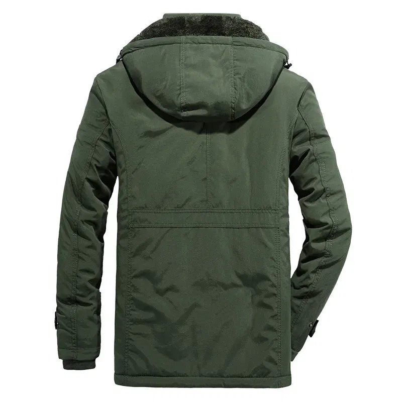 Color: Mint, Size: L - TELLHIGH 2024 Winter Parka Men Jacket Mens Plus Velvet Men Hooded Windbreaker Coats Men Casual Warm Jackets Coat Detachable Hat