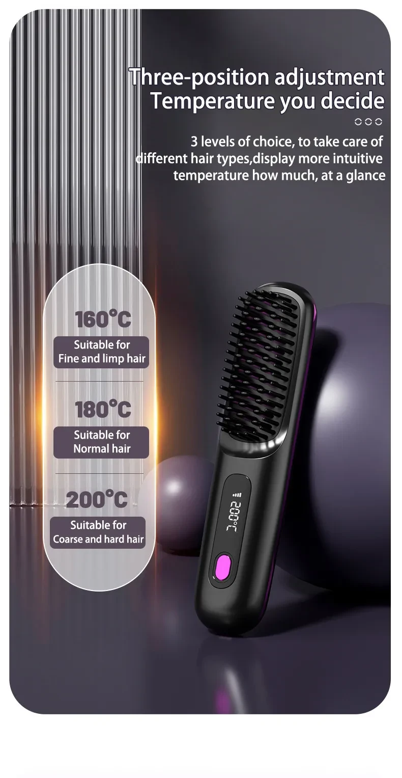 2 In 1 Straight Hair Comb Wireless Hair