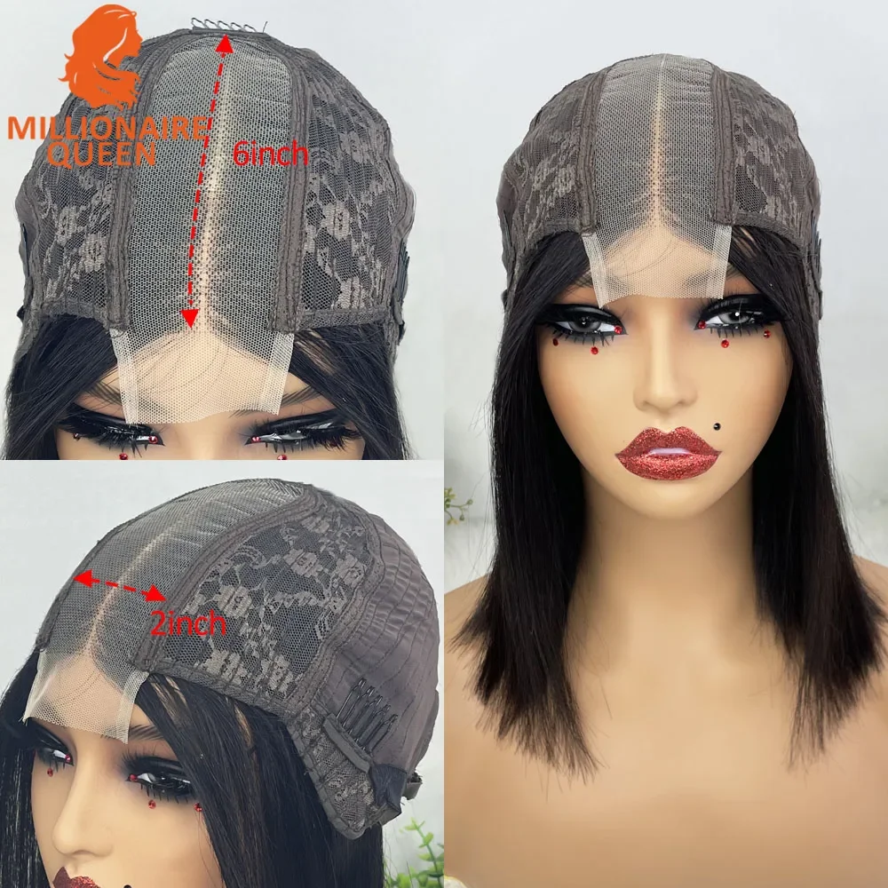 Color: Silver, Stretched Length: 10inches, Density: 250%, Lace Size: 2x6 - Highlight P4/30 Brown Vietname Bone Straight Bob Wig Super Double Drawn Human Hair 2x6 Glueless Lace Closure Wig For Black Women