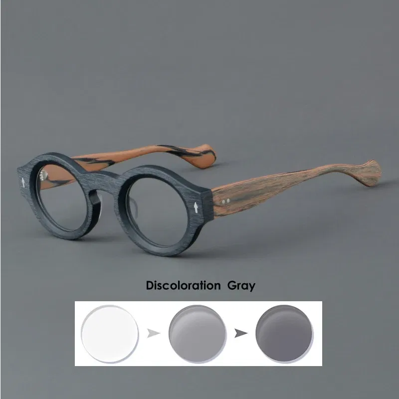 Frame Color: Gold, Eye Prescription: +375 - VCKA Round Acetate Reading Glasses Frame Retro Men Prescription Anti-blue discolor Women Custom Optics Retro Eyewear +0.50to +10