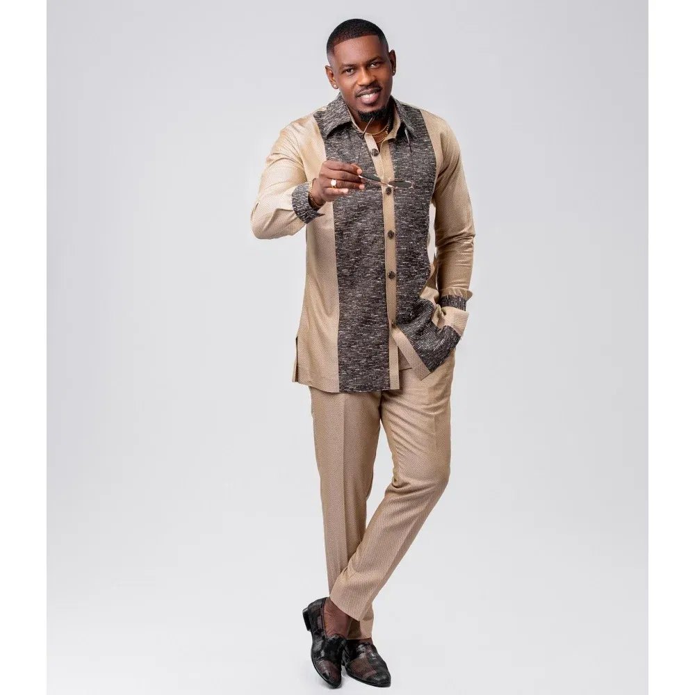 Color: MULTI, Size: L - 2025 new traditional men's suit luxury gentleman's shirt suit casual travel banquet men's two-piece set fashionable men's suit