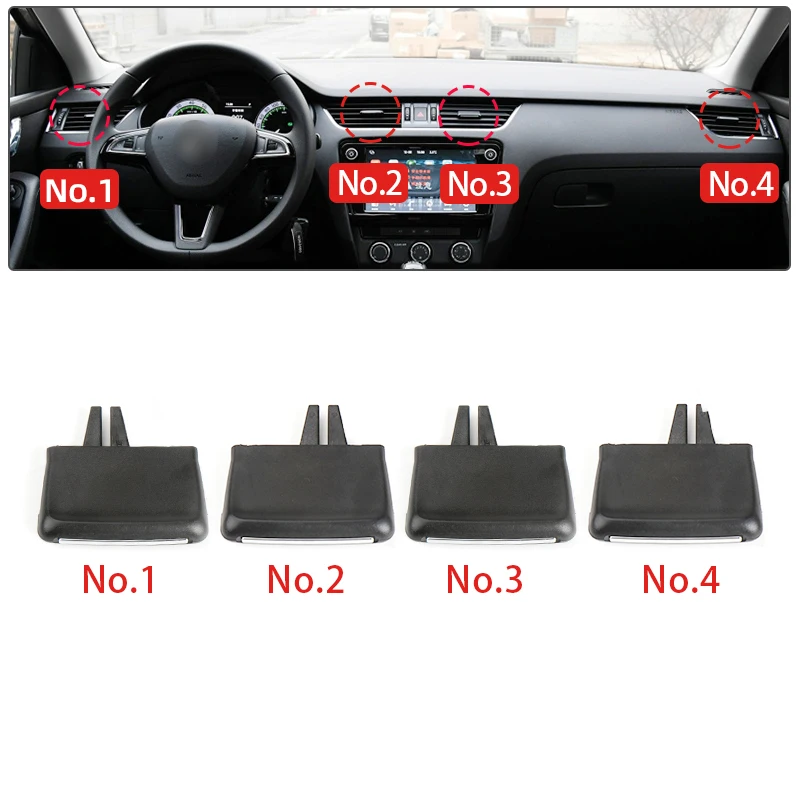 Color Name: Silver - New Adjustment Plectrum Knob Dash Air Vent Grill Pick Trim Silde Cilp For Skoda Octavia 3 MK3 A7 2018 2019 2020 2015 2016 2017
