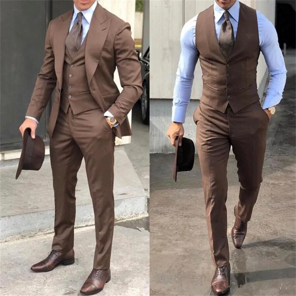 Color: Blue, Size: XS - Black Classic Men Suit 3 Pieces Tuxedo Peak Lapel Groomsmen Wedding Suits Set Fashion Men Business Blazer Jacket+Pants+Vest