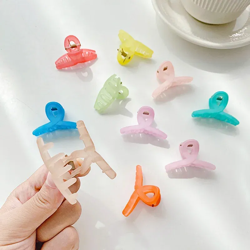Color: SKY BLUE - Cute Small Crab Hair Claw Clips Barrettes Women Girls Acrylic Plastic Mini Hairpins Hair Clamps Fashion Hair Accessories 2021